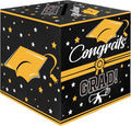 Graduation Card Box, Graduation Party Decorations 2025, Black Graduation Box, Graduation Card Holder, Foldable Cardboard Congrats Grad Card Gift Box for Graduation Party Supplies Party Favors