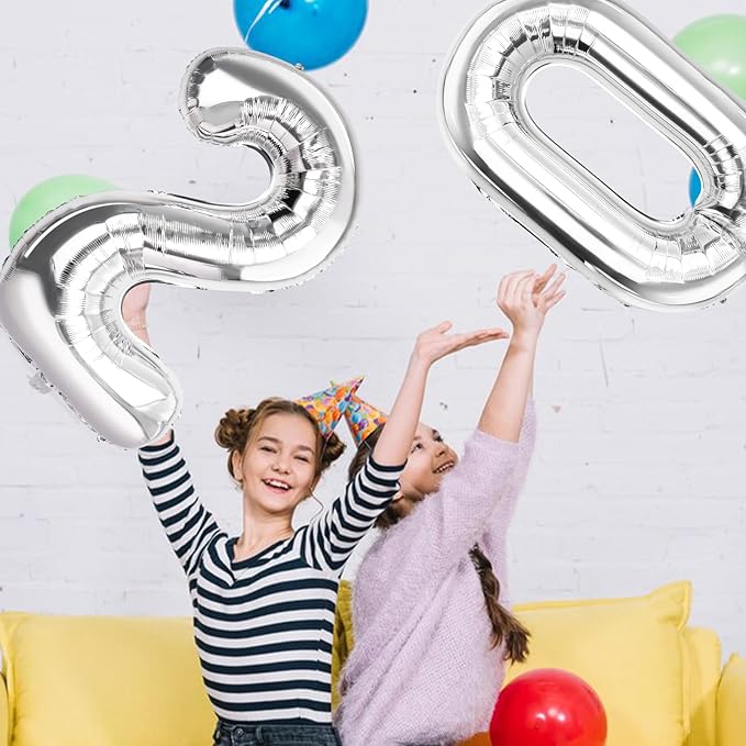 Number 0 Balloons 40 Inch Large Helium Foil Mylar Balloons For Birthdays Party Decorations/Wedding/Anniversary/Graduations/Baby Shower (Silver)