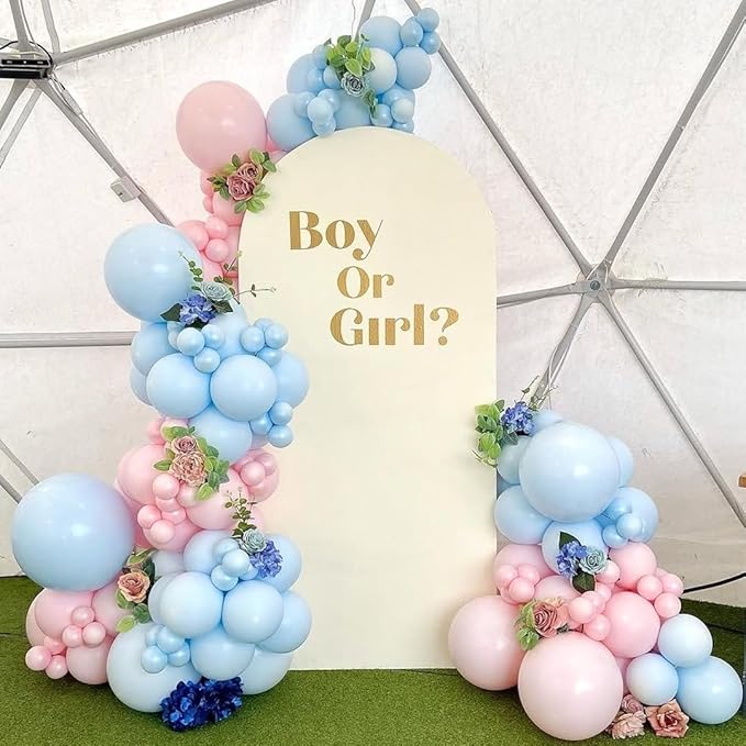 Gender Reveal Balloon Garland kits,142Pcs Pink Blue Metallic Gold Latex Balloons for Birthday Party Celebration Wedding Gender Reveal He or She (Pink Blue Gold)