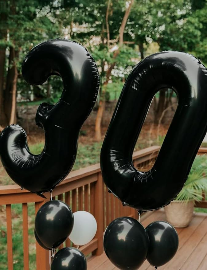 Black Number 0 Balloons - 40 Inch Number Balloons Big Black Foil Balloon, Mylar Balloon for Men Women Boys Girls Birthday Baby Shower Party Decorations