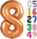 Orange Number 8 Balloon 40 Inch, 8th Birthday Party Decorations for Children, Giant 8 Foil Balloon for Party Supplies