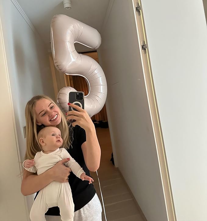 30 Balloon Number, Cream Number 30th Birthday Balloons 40 Inch, 30 Years Old Cream Birthday Decorations for Men Women, 30th Anniversary Decorations