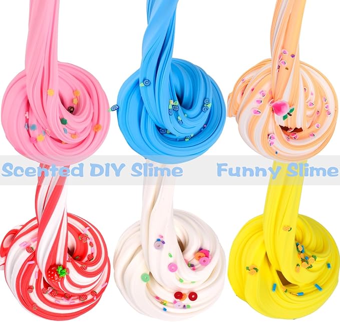 Butter Slime Kit 11 Pack, Scent, Stretchy, and Non-Sticky, with Peach Strawberry, Grape Slime Charms, Stress Relief, Educational Slime, Birthday Gifts Prize Party Favors for Girl Boys Kids 6-12