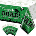 6 Pack Graduation Tablecloth Party Decorations, Class of 2026 Congrats Grad Plastic Tablecover Party Supplies, Green Rectangle Graduation Table Decorations for College High School Party, 54 x 108 Inch