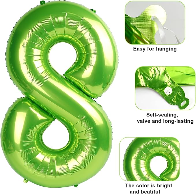 Balloon Numbers 40 Inch 5 Ballon for 5th Birthday Decorations, 15 25 35 50 Big Light Green Number Balloons for Wedding Photo Shoot Party Decor