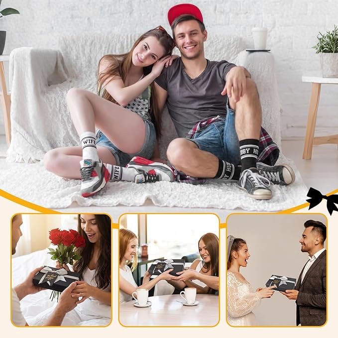 Bride Socks for Wedding Day 2 Pairs - Bridal Groom Socks Bride to Be Something Blue Cotton Ankle Sock with Gift Box