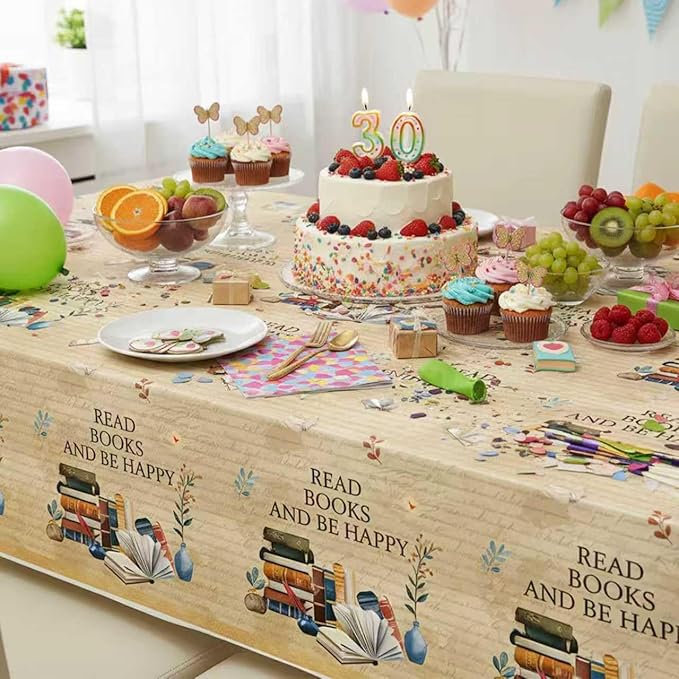 3 Pcs Book Themed Party Decorations Tablecloth,Disposable Book Club Birthday Party Supplies Tablecover,Washable Morden Style Table Cover for Dinner, Party, Picnic, Home Decor (107.8 * 53.9in)