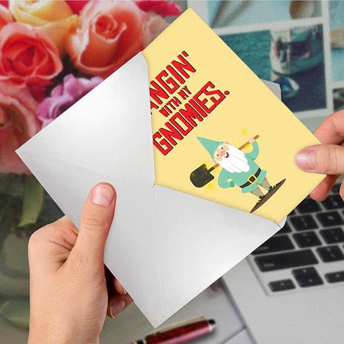 The Best Card Company Funny Birthday Greeting Card From Us w/ 5 x 7 Envelope for Men and Women (1 Card) Friendly Garden Gnomes C6441CBDG-US