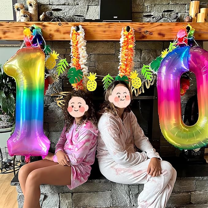 Rainbow Number 0 Balloon 40 Inch Rainbow 0 Balloon Giant Helium Foil Number 0 to 9 Balloons Birthday Wedding Party Digital Decorations Number 0