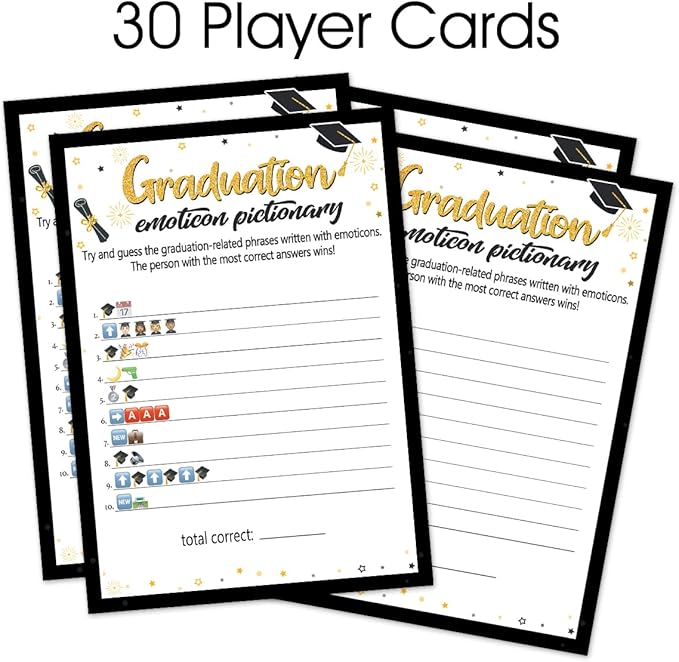 Yangmics Direct 2025 Graduation Party Card,Graduation Table Cards,Graduation Emoticons Pictionary Theme,30PCS Graduation Party Ideas Activities Supplies Decor for Class