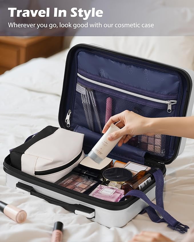 Coolife Luggage Sets, 5 Piece Durable Suitcase, Lightweight Carry on Luggage with PC+ABS Hardshell, Dual Spinner Wheels, TSA Lock and YKK Zipper (navy new, 5 piece set)