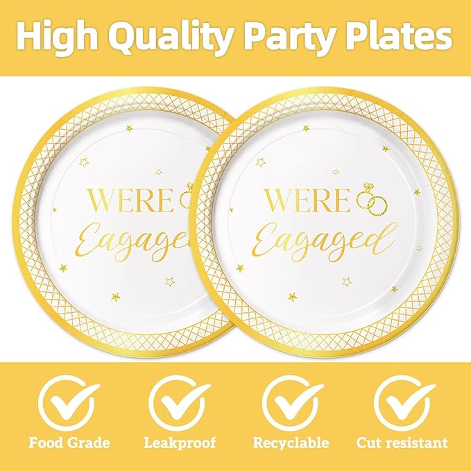 40Pcs Engagement Birthday Party Plates and Napkins She Said Yes for Women Men Wedding Birthday Party Bridal Tableware Engagement Supplies Decorations