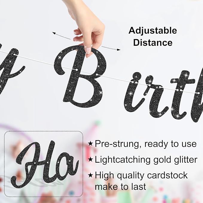 Pre-Strung Happy Birthday Banner, NO DIY Birthday Decorations with Circle Dot Garland，Happy Birthday Party Decorations for Women Men Girls Boys (Red Black)