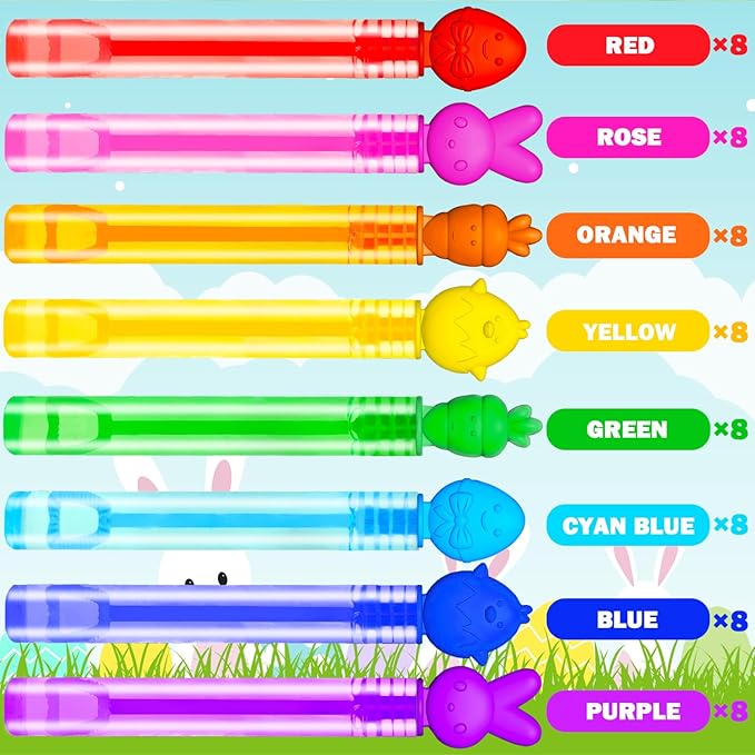 64 Pack Easter Party Favor Supplies for Kids Bulk, Mini Bubbles Easter Basket Stuffers for Toddlers Boys Girls, Small Non Candy Spring Treats Goodie Bag Fillers Outdoor Toys Gifts Game Prize Ideal