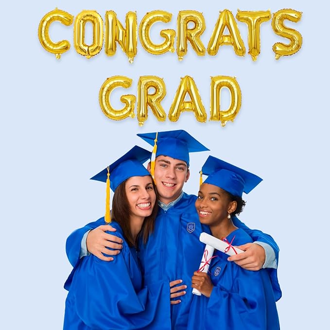 2 Set 24Pcs Gold Congrats Grad Letter Balloons 16in Balloon Foil Letter Decorations Party Decor Gold Letter Balloons Congrats Grad Party Supplies