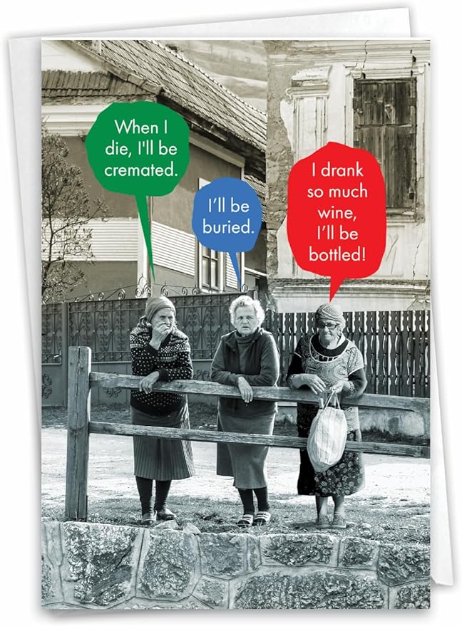 NobleWorks - 1 Hilarious Happy Birthday Card - Funny Elderly Wine Joke Humor, Celebrate Birthdays - Bottled C9354BDG