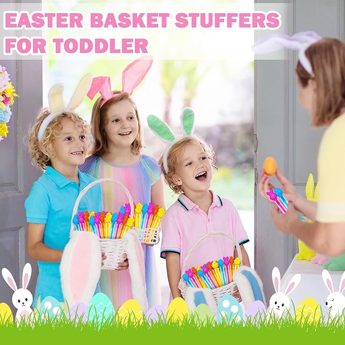 24 Pack Easter Mini Bubbles Wands Party Favors for Kids, Spring Toys Gifts Basket Stuffers for Toddlers, Non Candy Easter Goody Treat Bag Fillers for Boy Girl, Small Trinket Prize for Classroom School