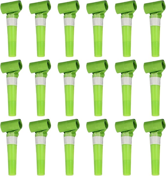 uxcell 20 Pcs Colorful Noise Makers Plastic Party Blowers Party Favors for Birthday Parties Holiday Christmas New Years Gift Favors, Green