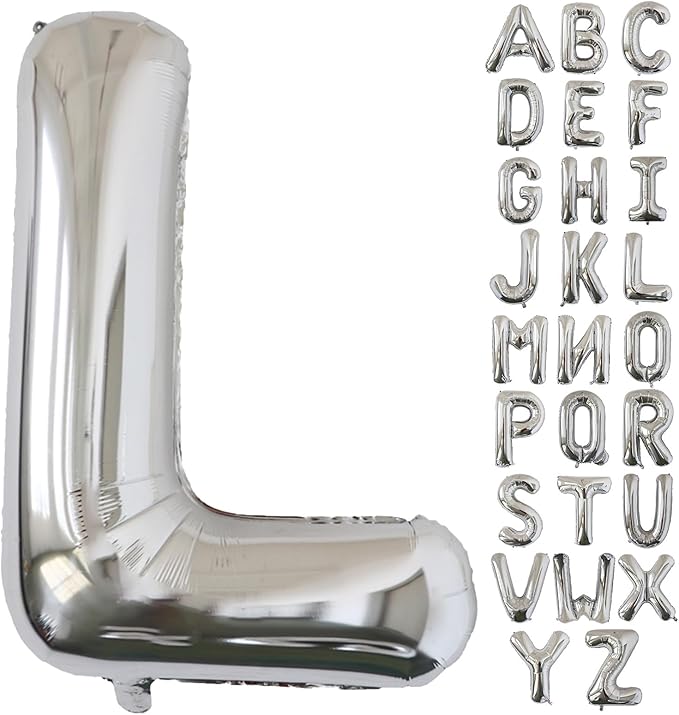 KALOR 40 Inch Silver Letter L Balloons Jumbo Foil Mylar Helium Big Balloons for Birthday Party Anniversary Baby Shower Supplies