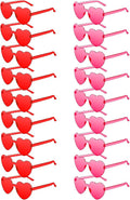 20 Pairs Heart Sunglasses for Women Bulk Transparent Heart Shaped Sunglasses Bachelorette Party Glasses Fun Glasses for Party Favor to Add A Splash of Fun(20Pcs Red+Rose Red)