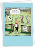 NobleWorks - 1 Humor Birthday Card with Envelope - Funny Cartoons for Birthday Greetings, Celebration Notecard - Dog Run C2413BDG
