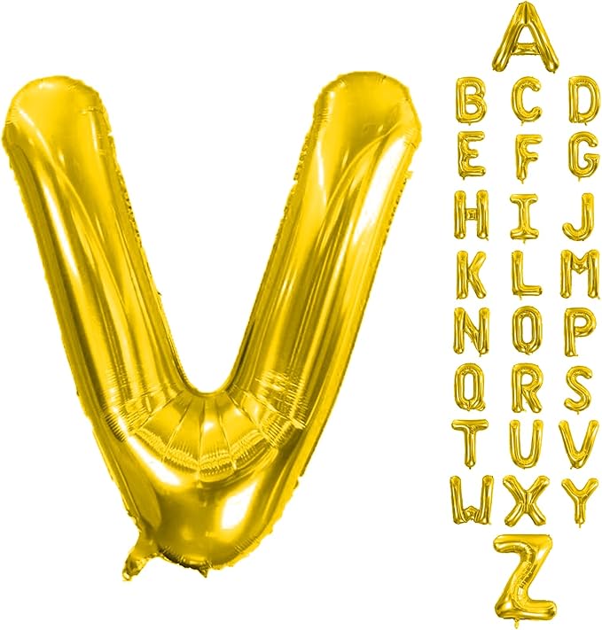 Letter Balloons 40Inch Large Giant big Foil Mylar Gold Balloons V for Birthday Party Decorations