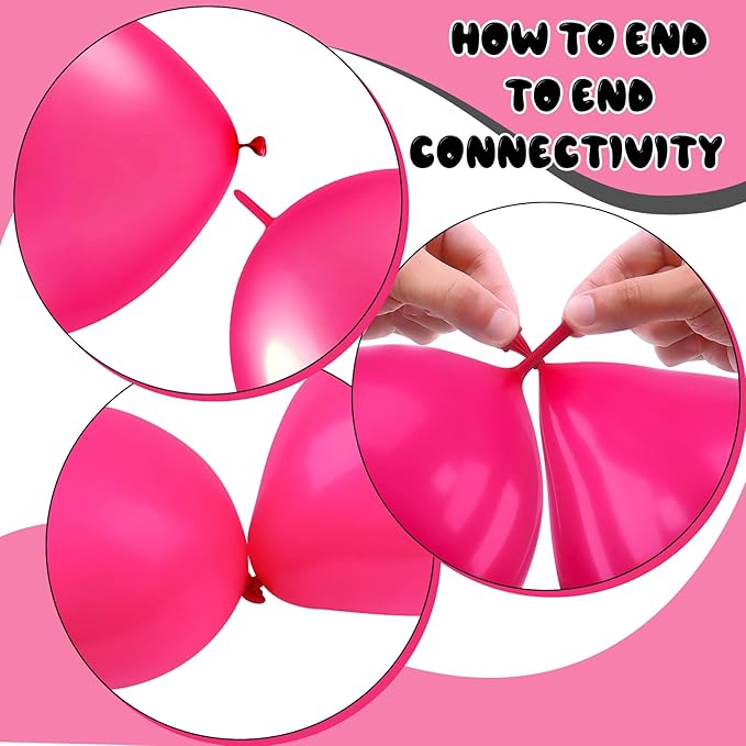 Link Balloons 12 Inch - 100 Pcs Quick Link Balloon Latex Linking Balloons Connected Linkable Balloon Birthday Wedding Party Decorations(Rose)