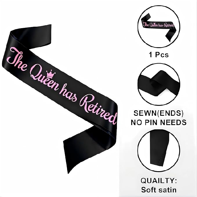 meleg otthon The Queen has Retired Sash, Black and Pink Retirement Sash for Women, Suitable for Retirement Party, Events, Decorations