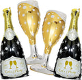4 Pcs Champagne Balloons, Huge Black Gold Champagne Bottle Goblet Aluminum Foil Balloons for Birthday, Bachelorette, Graduation, Anniversary, 2026 New Years Eve Party Decorations Supplies