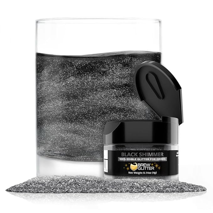 Brew Glitter Edible Glitter for Drinks, Cocktails, Beer, Garnish & Beverages (Black, 4 Grams)