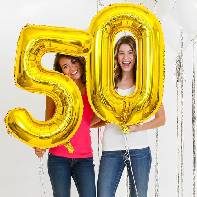 Gold Number Balloons Birthday Balloons - Giant Gold Number 50 Balloon 40 inch, Numbers Balloon 10th Birthday Decorations, Gold Party Supplies for Women Men