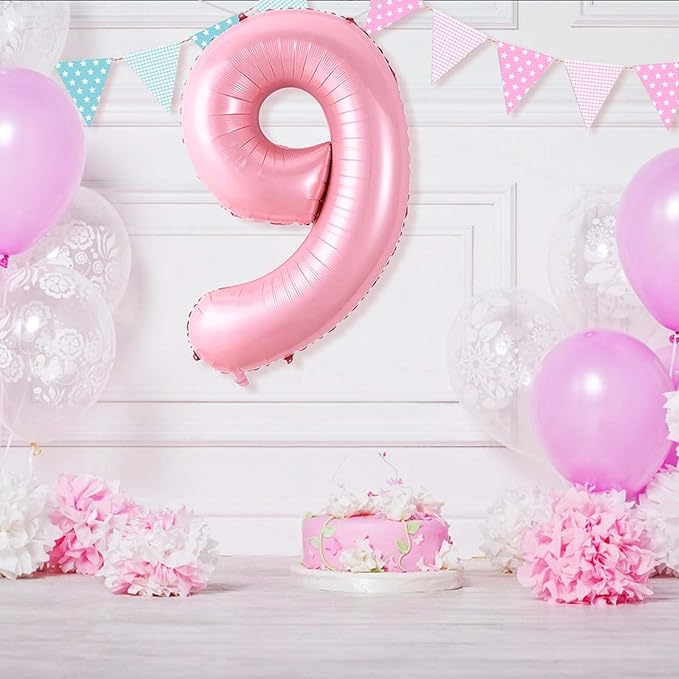Number 9 Balloon 40 Inch Pink Number Balloon Foil Mylar Alphabet Balloon for Birthday Wedding Baby Shower Party Large Number Balloon