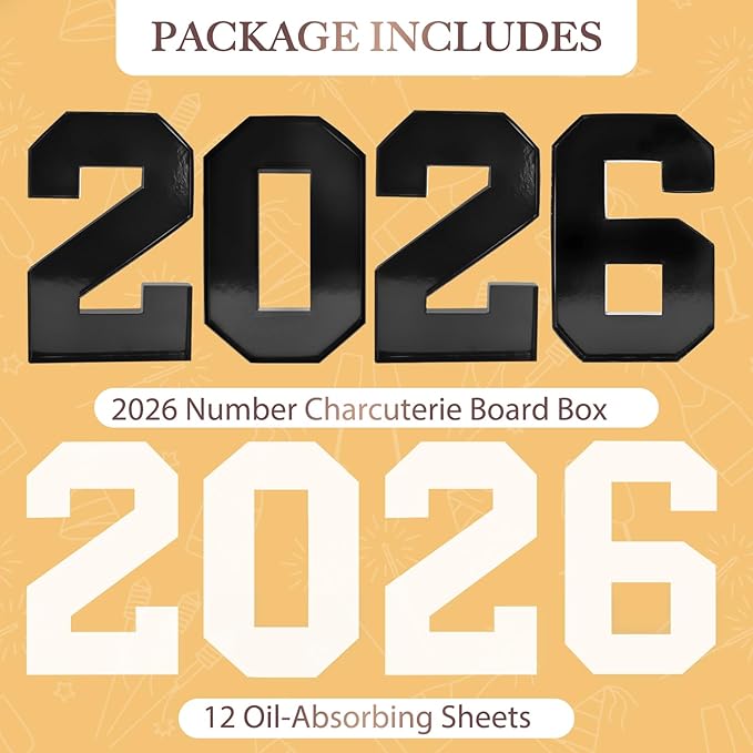 Graduation Party Decorations 2026-2026 Numbers Charcuterie Board Box - 10" Paper Tray for Graduation Centerpieces - Class of 2026 Table Decoration for Kindergarten Preschool College High School