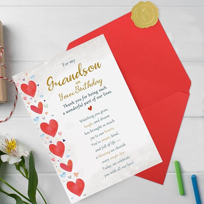 Grandson Birthday Card Gifts, Birthday Card for Grandson from Grandma Grandpa Grandparents
