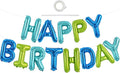 TONIFUL Blue Green Happy Birthday Balloons Banner 16 Inch Mylar Foil Letters Birthday Sign Bunting Reusable for Girls Boys Kids & Adults Birthday Decorations and Party Supplies