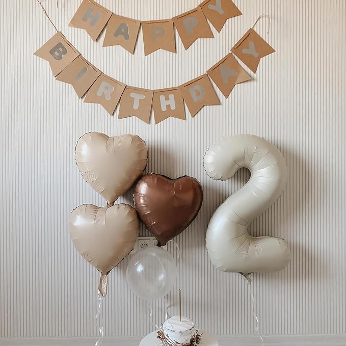 Sand White Brown Heart Balloons,10Pcs Apricot Beige Foil Heart Shaped Balloons,18Inch Boho Cream Nude Neutral Helium Balloon for Valentines Engagement Birthday Baby Shower Wedding Party Decorations