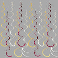 36 Pcs Maroon Gold Hanging Swirl Decorations Glitter Gold Burgundy Beige Felt Swirl Streamer Spiral Ceiling Garland for Birthday Graduation Wedding Baby Shower Retirement Anniversary Garnet Party