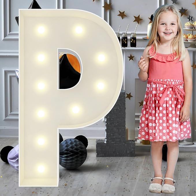 3FT Marquee Light Up Letters P, Big Marquee Letter for Baby Shower Birthday Engagement Wedding Marry Me Party Decor