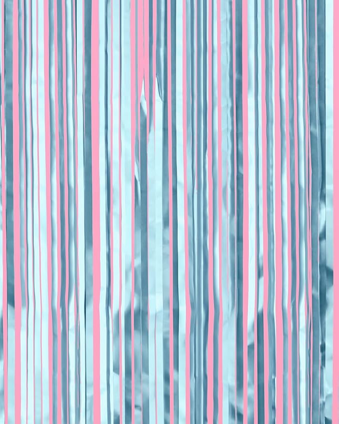 xo, Fetti Party Decorations Matte Blue Fringe Foil Curtain - Set of 2 | Bachelorette Bridal Shower Backdrop, Wedding, Birthday Photo Booth