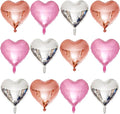 Rose Gold Heart Shaped balloons Pack of 12,18 Inch Silver Love Valentine Balloons Pink Heart Romantic Balloons For Valentines Day Propose Marriage Wedding Bridal Shower Engagement Party Decorations
