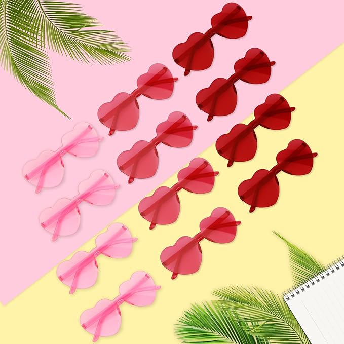 Heart Sunglasses 12/18/24 Pcs Heart Shaped Glasses for Women Cute Funny Party Glasses Party Favors Accessories