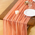 Socomi 6pcs Peach Easter Spring Gauze Cheesecloth Table Runner 120 Inch Rustic Boho Cheese Cloth Runner for Wedding Party Baby Bridal Shower Centerpiece Decoration Holiday Home Decorations