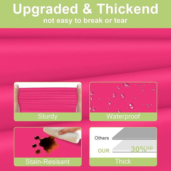 QIKSION Hot Pink Plastic Table Cloth Disposable 3 Pack, 54 x 108 Inch Tablecloths for Birthday Party, Valentines, Mothers Day Decorations, Rectangle Table Cover