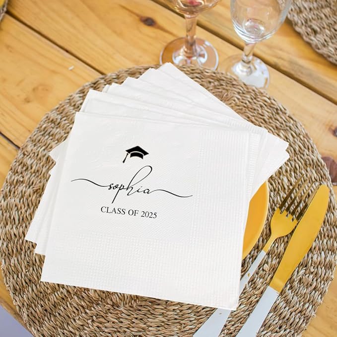 Personalized Graduation Party Disposable Napkins, Custom Grad Party Decor, Class Of 2025, Congratulations Grad, Gifts For Graduations Parties Style 4