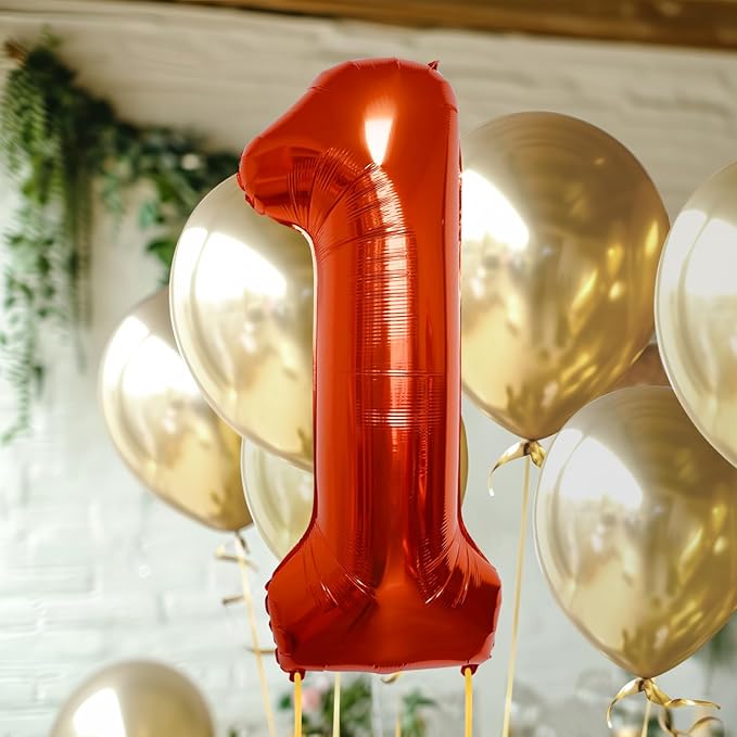 40 Inch Large Red Number Celebration and Decoration Balloon for Birthday Parties, Graduations, Anniversaries, Weddings, Photo Shoots, Special Events - Helium Foil Mylar (Red Number 1)