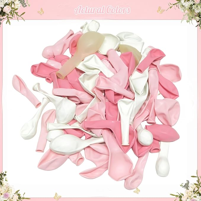 Light Pink Balloon Arch Kit, 126Pcs Baby Pink and White Balloon Garland Kit for Wedding Birthday Baby Shower Gender Reveal Bridal Shower Party Decorations