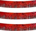 3 Pack Red Total 30 Feet Foil Fringe Garland Metallic Tinsel Banner Wall Hanging Drapes Parade Float Skirting Decorations for Trailer Mardi Gras Party Birthday Wedding Baby Shower (Red)
