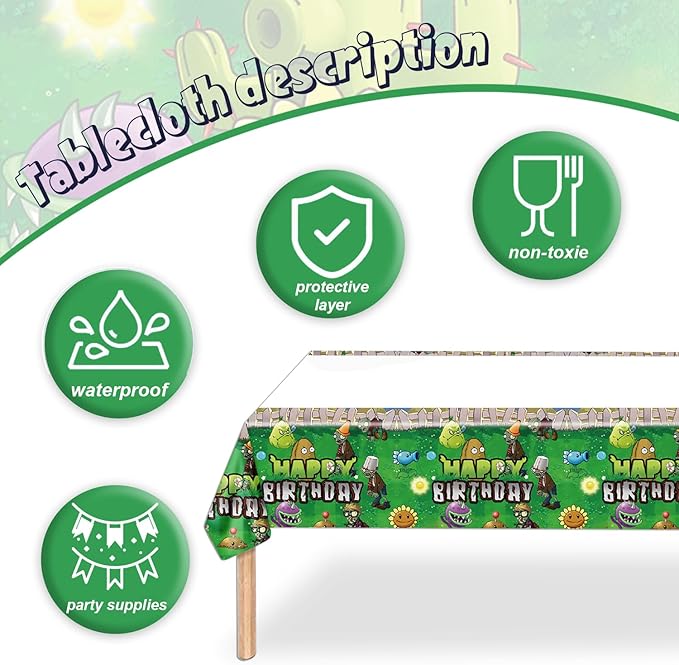 141pcs Zombies Birthday Tableware Decorations Party Plates Cups Soccer Theme Napkins Beach Ball Tablecloth for Soccer Party Decoration (Zombies)