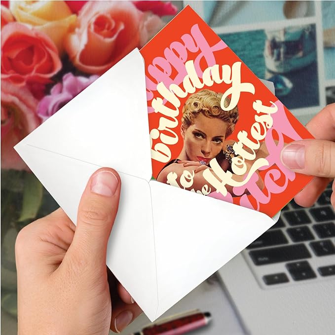 NobleWorks - 1 Funny Birthday Greeting Card - Sassy Bday Card for Women, Stationery Humor - Hottest Byatch C7016BDB