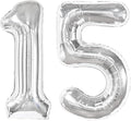 40 Inch Sliver Number 15 Balloon, Giant Number 15 Balloons for 15th Birthday Decorations, Party Supplies for Baby Boy Girl, Sliver Party Decor